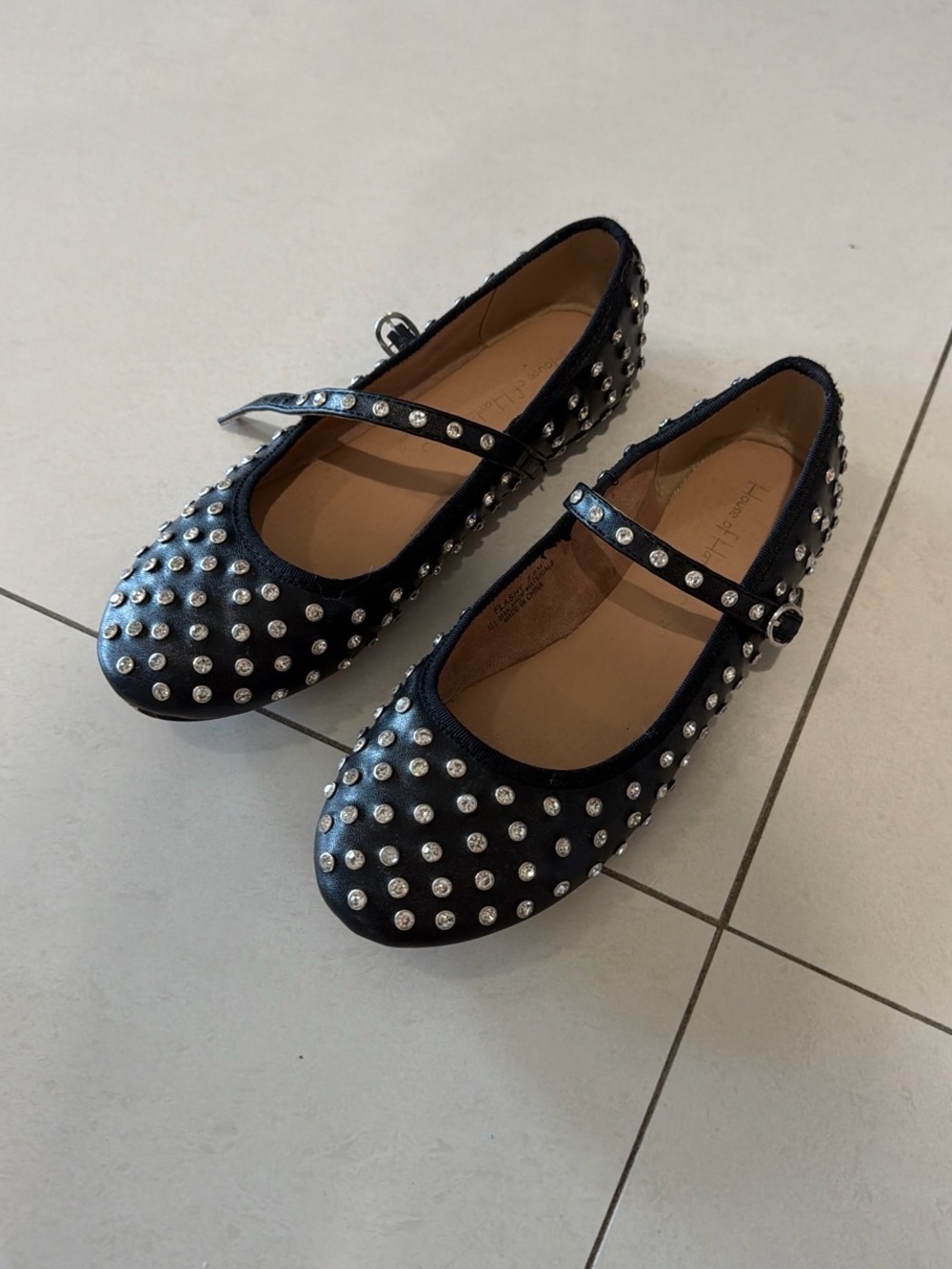 House of Harlow Black Studded Mary Jane Flats